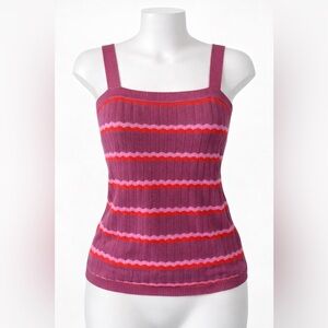 LOFT Outlet Ribbed Knit Tank Top Small  Striped Chevron Y2K Fitted Crop Cami
